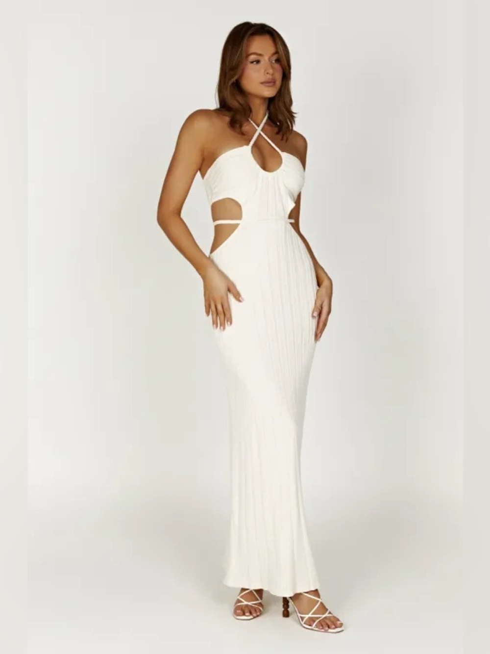 NWT Meshki Minerva Cut Out Knit Maxi Dress - Ivory